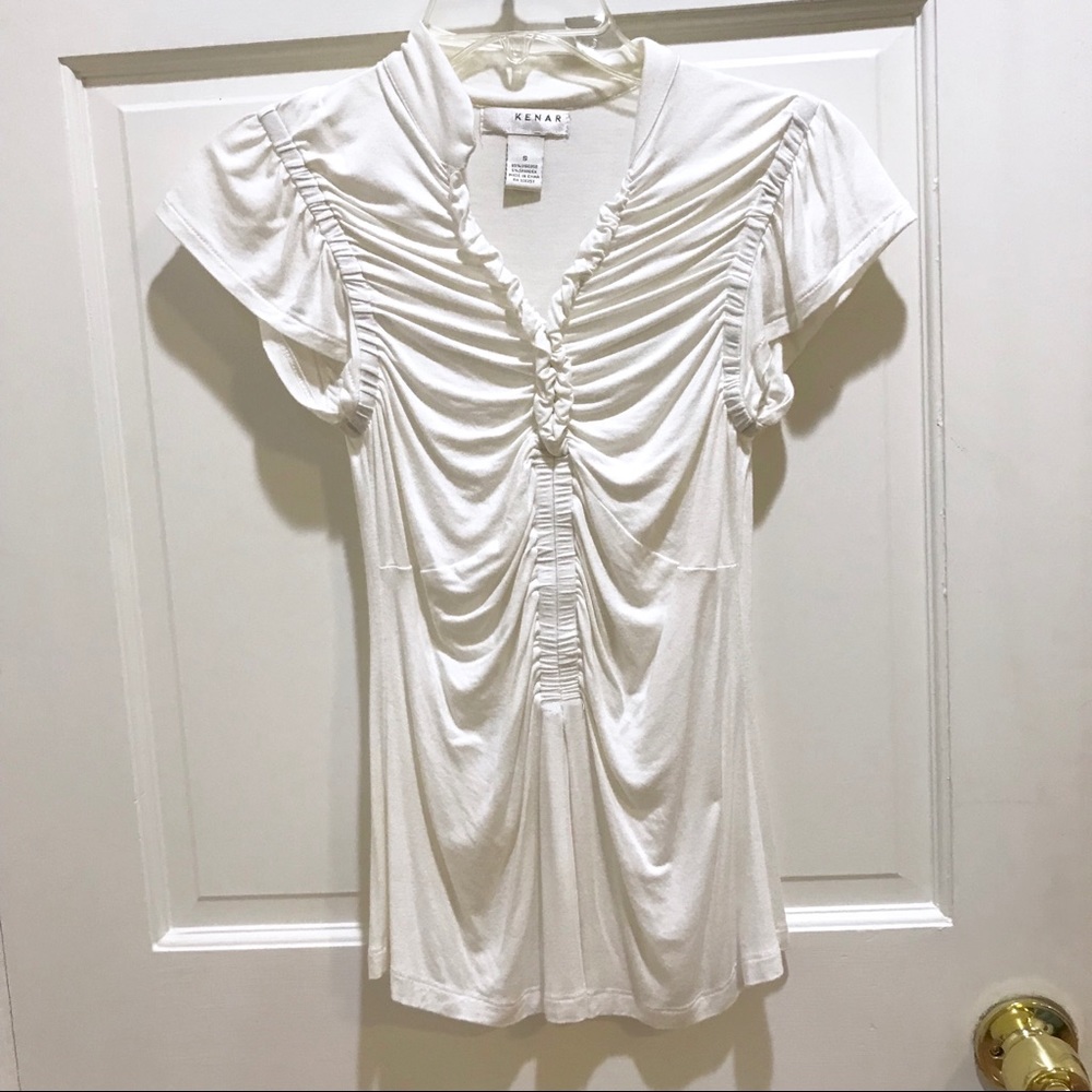 Kenar White / Light Cream Ruched Blouse